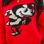 Ohio State Mascot Knit Sweater - Red - Lace and Grace Boutique