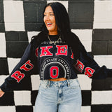 Ohio State Split Cropped Long Sleeve - Black - Lace and Grace Boutique