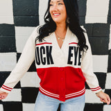 Ohio State Buckeyes 1870 Cardigan - Red Multi - Lace and Grace Boutique