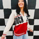 Ohio State Buckeyes 1870 Cardigan - Red Multi - Lace and Grace Boutique