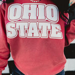 Ohio State Puff Dyed Sweatshirt - Washed Scarlett - Lace and Grace Boutique