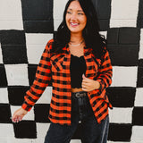 Cincy Rule The Jungle Flannel - Black/Orange - Lace and Grace Boutique