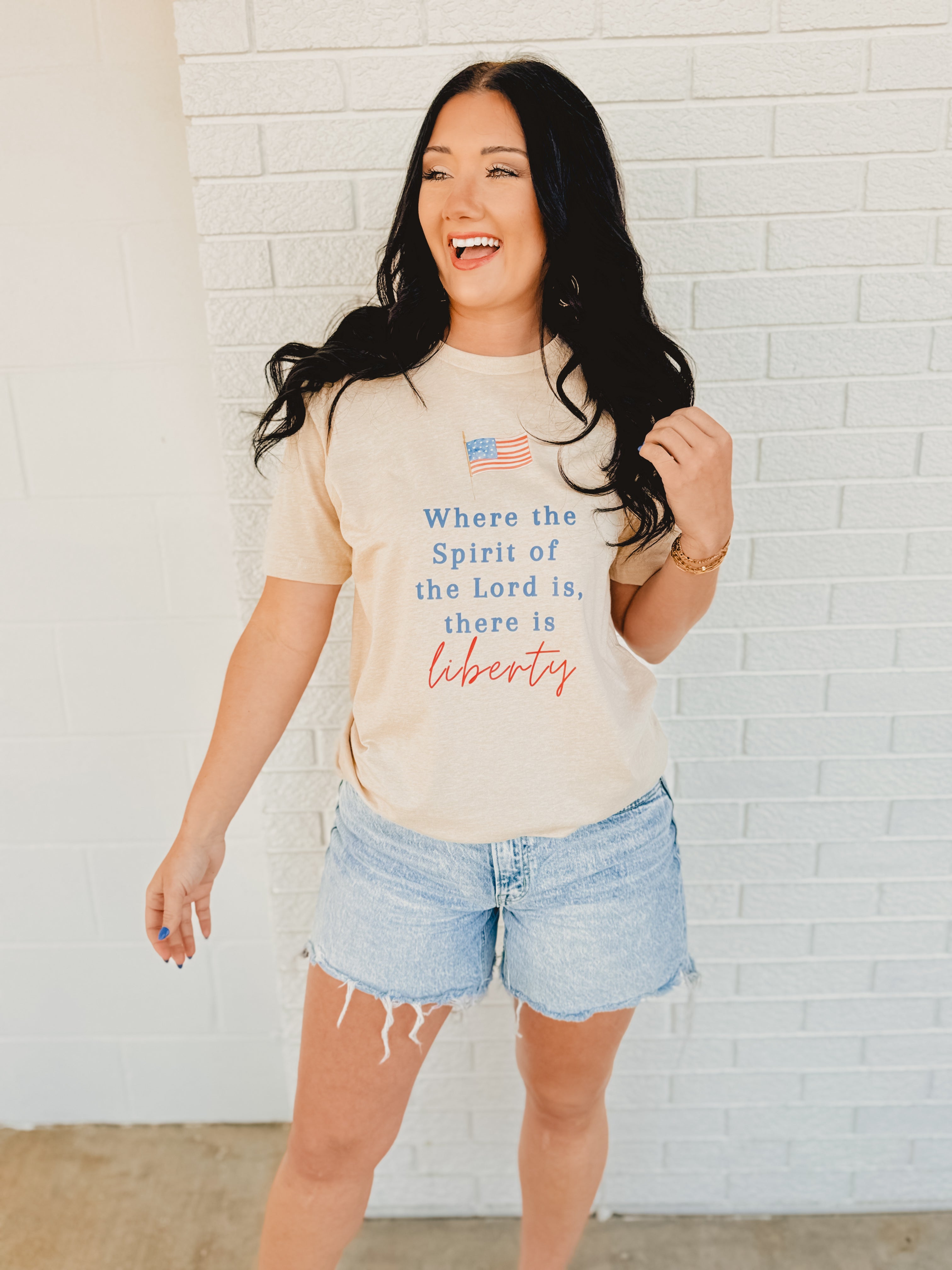 There is Liberty Graphic Tee - Oatmeal - Lace and Grace Boutique