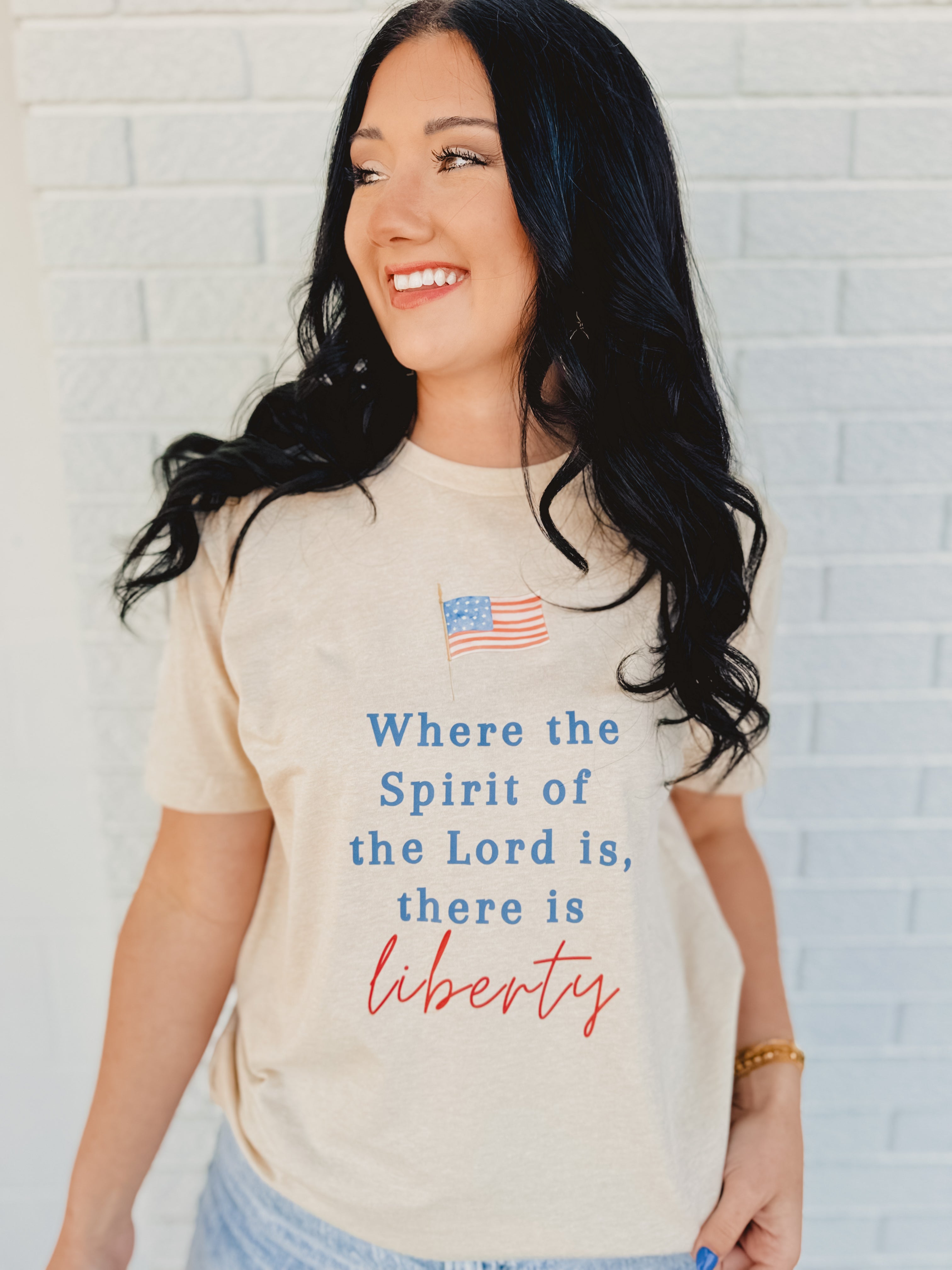 There is Liberty Graphic Tee - Oatmeal - Lace and Grace Boutique