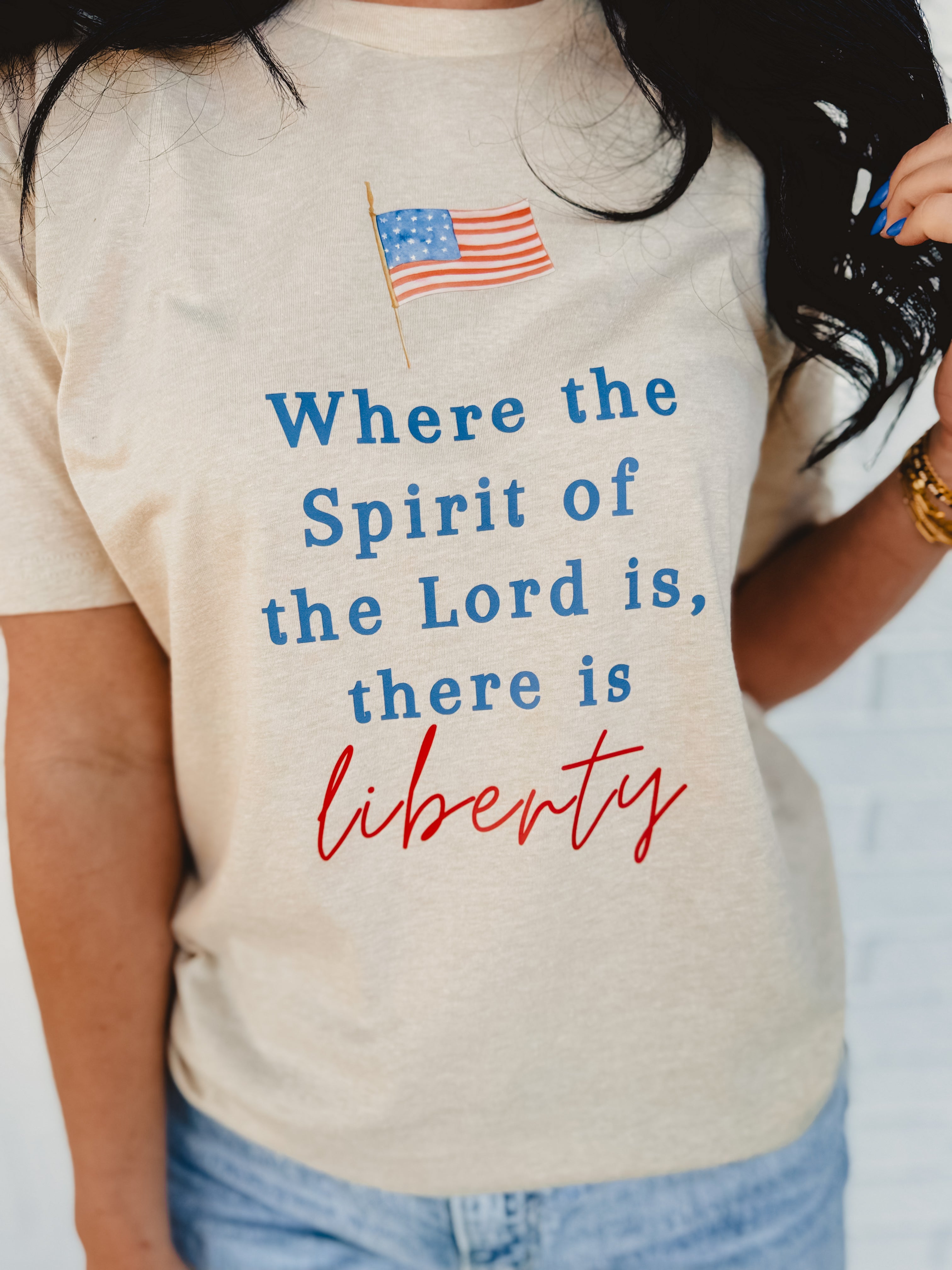There is Liberty Graphic Tee - Oatmeal - Lace and Grace Boutique