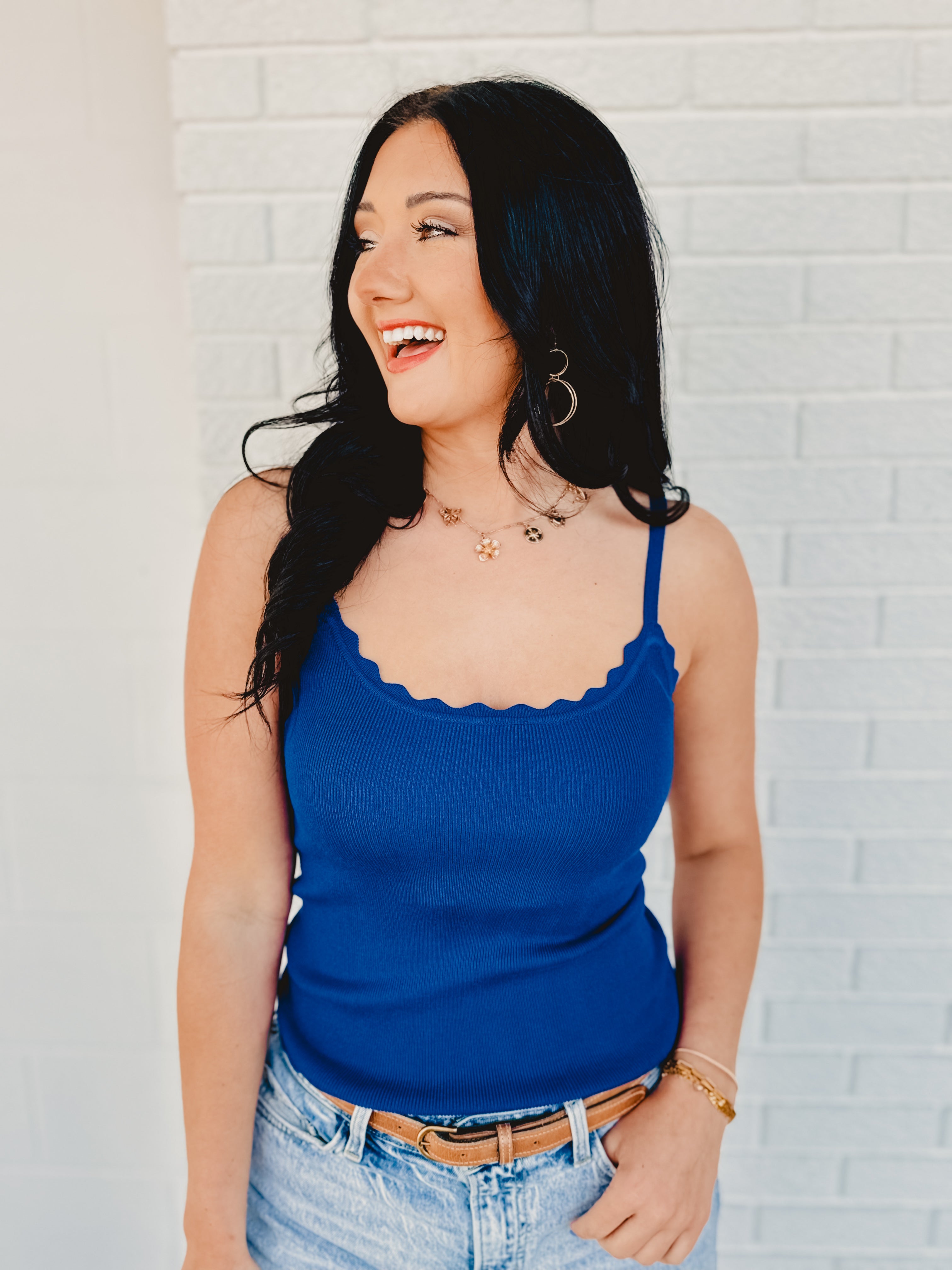 Scalloped Cami Top - Royal Blue - Lace and Grace Boutique