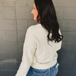 Exposed Seam Button Down Cardigan - Cream - Lace and Grace Boutique