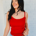 Scalloped Cami Top - Red - Lace and Grace Boutique