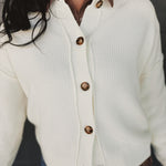 Exposed Seam Button Down Cardigan - Cream - Lace and Grace Boutique