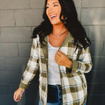 Corduroy & Plaid Reversible Shacket - Olive - Lace and Grace Boutique