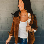 Corduroy & Plaid Reversible Shacket - Brown - Lace and Grace Boutique