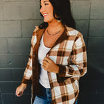 Corduroy & Plaid Reversible Shacket - Brown - Lace and Grace Boutique