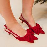 Pointed Toe Bow Stilletos - Red - Lace and Grace Boutique