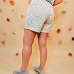 Floral Denim Shorts - Cream/Blue - Lace and Grace Boutique