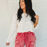 Flower Patch Mineral Washed Shorts - Boho Red - Lace and Grace Boutique