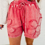 Flower Patch Mineral Washed Shorts - Boho Red - Lace and Grace Boutique