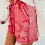 Flower Patch Mineral Washed Shorts - Boho Red - Lace and Grace Boutique