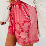 Flower Patch Mineral Washed Shorts - Boho Red - Lace and Grace Boutique