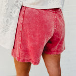 Flower Patch Mineral Washed Shorts - Boho Red - Lace and Grace Boutique