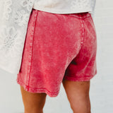 Flower Patch Mineral Washed Shorts - Boho Red - Lace and Grace Boutique
