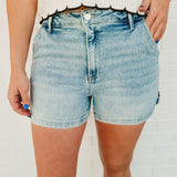 High Rise Risen Denim Shorts - Light - Lace and Grace Boutique