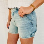 High Rise Risen Denim Shorts - Light - Lace and Grace Boutique