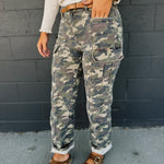 Tracey Straight Leg Cargo Jeans - Camo - Lace and Grace Boutique