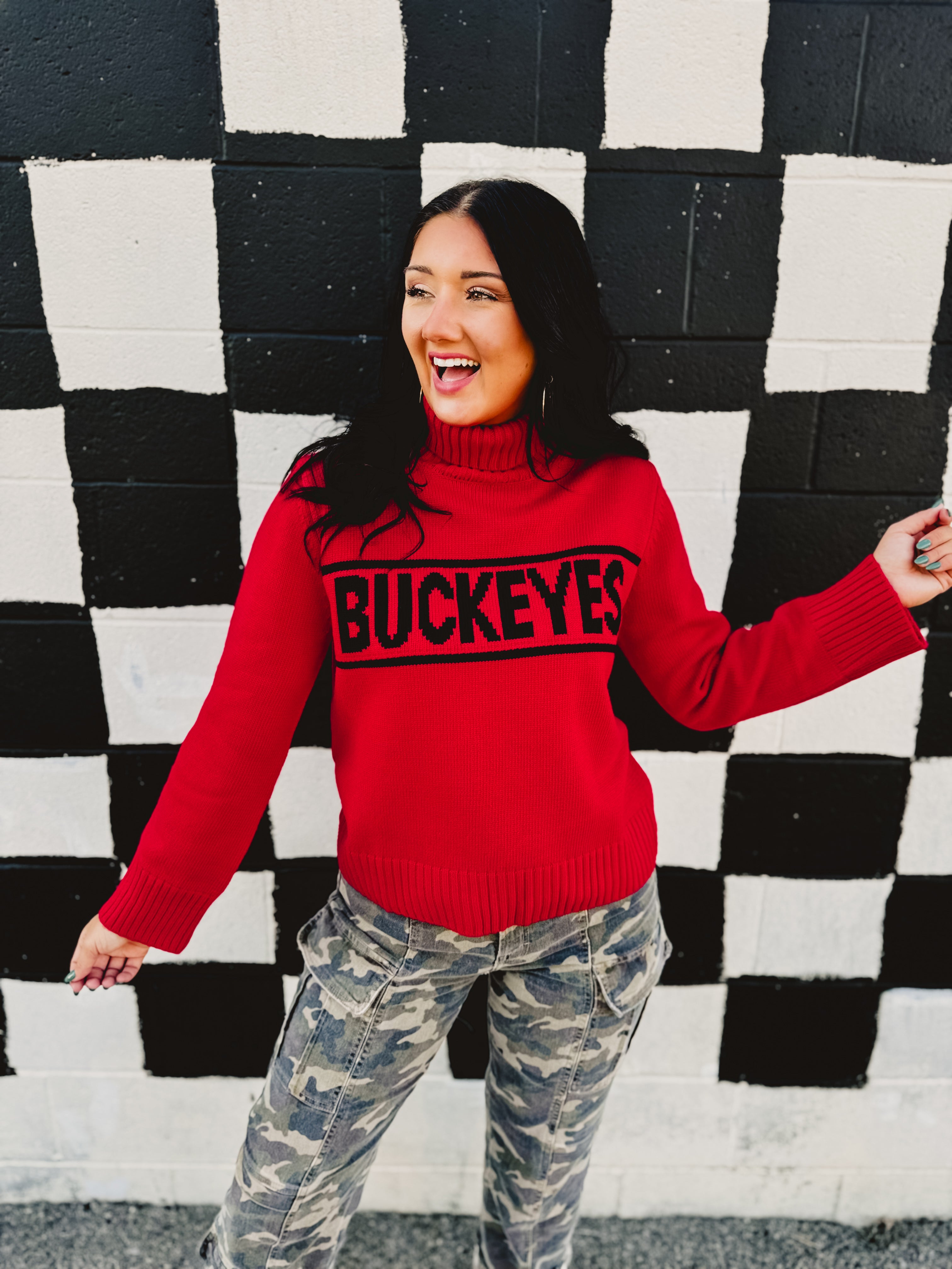 Ohio State Rolled Turtle Neck Sweater - Red - Lace and Grace Boutique
