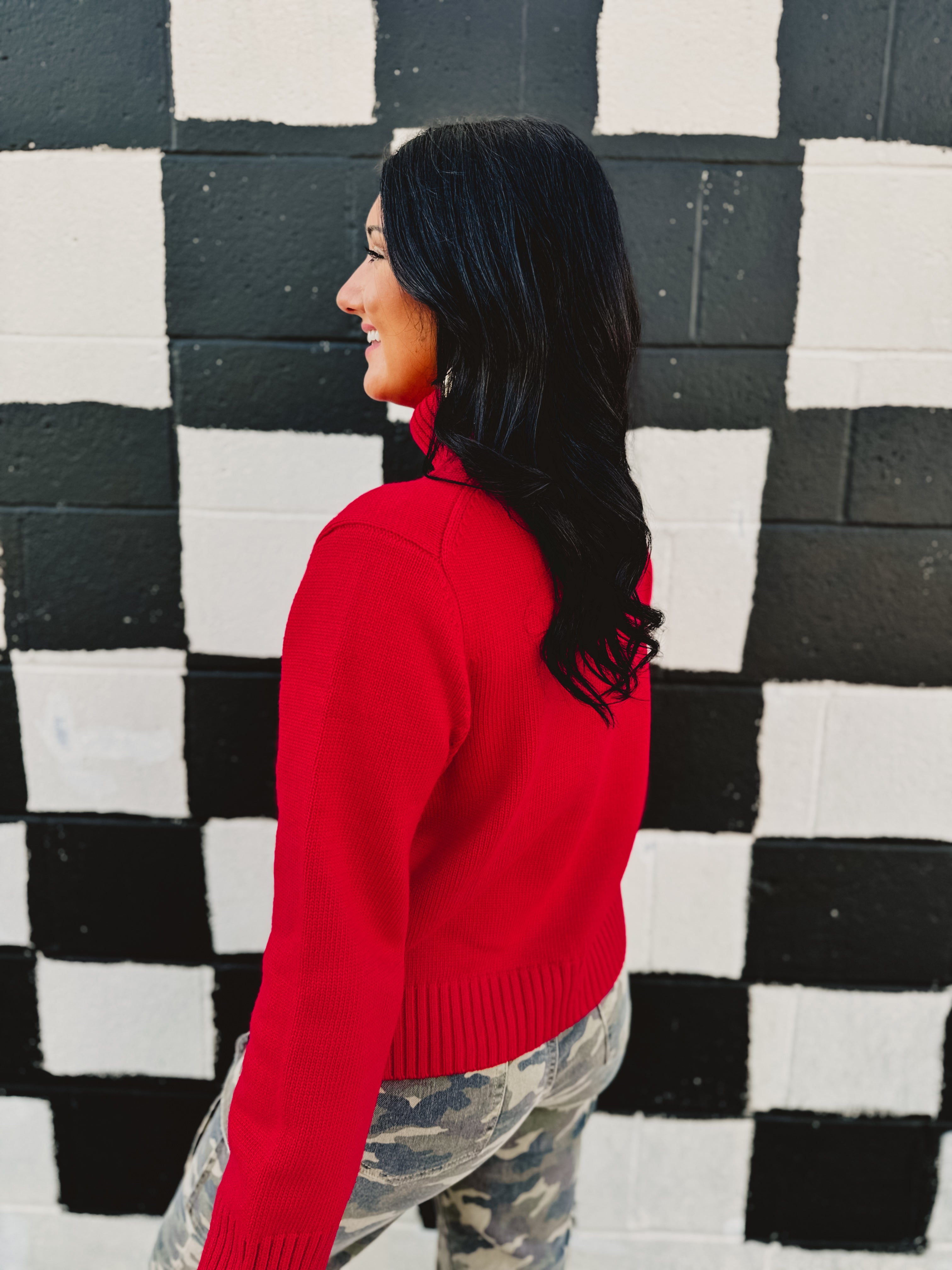 Ohio State Rolled Turtle Neck Sweater - Red - Lace and Grace Boutique