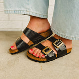 Birkenstock Sydney Luxe Buckle Sandal - Graceful Licorice - Lace and Grace Boutique