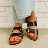 Birkenstock Sydney Luxe Buckle Sandal - Graceful Licorice - Lace and Grace Boutique