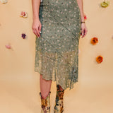 Floral Maxi Skirt - Dusty Olive - Lace and Grace Boutique