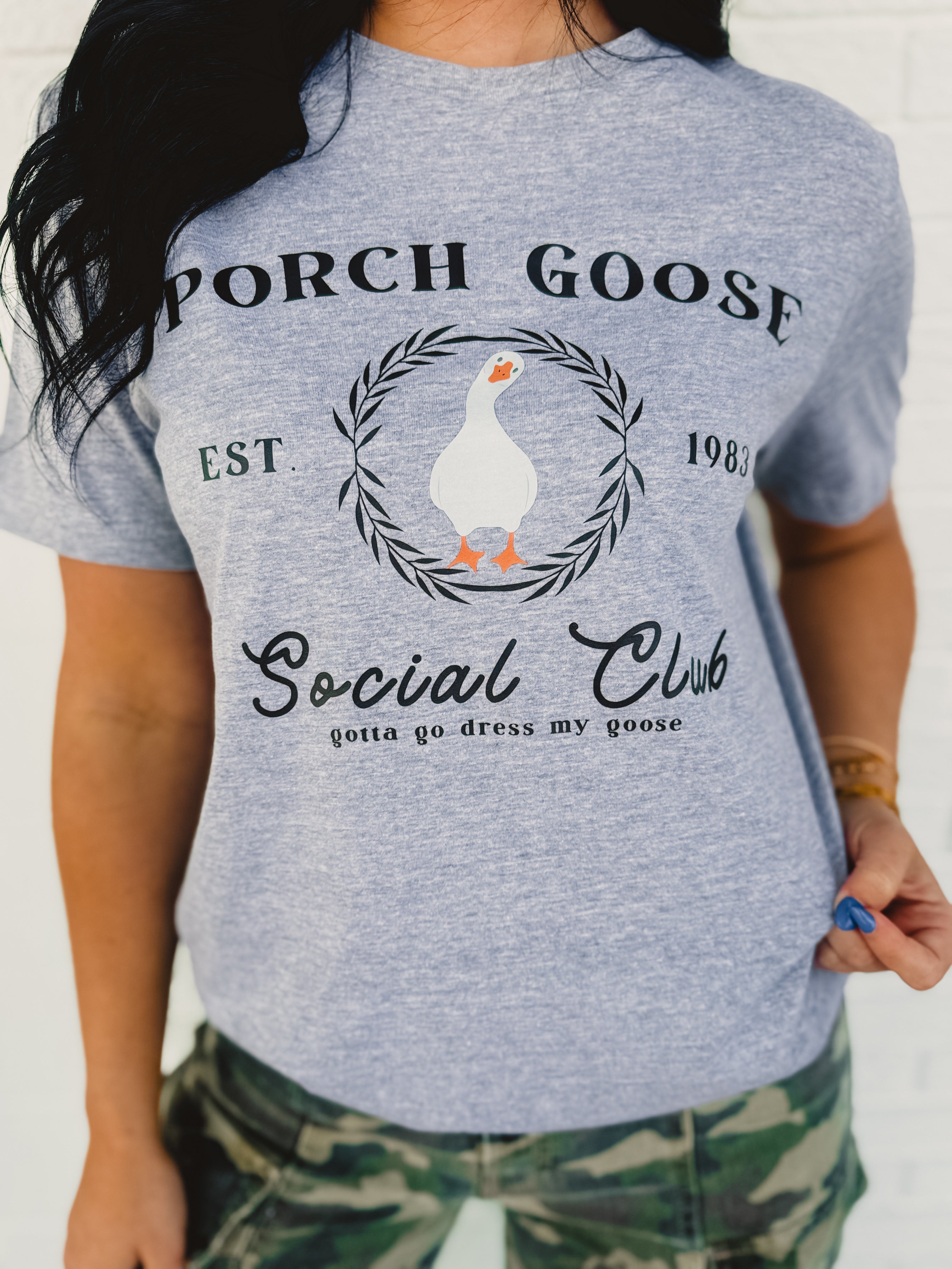 Porch Goose Club Tee - Grey - Lace and Grace Boutique