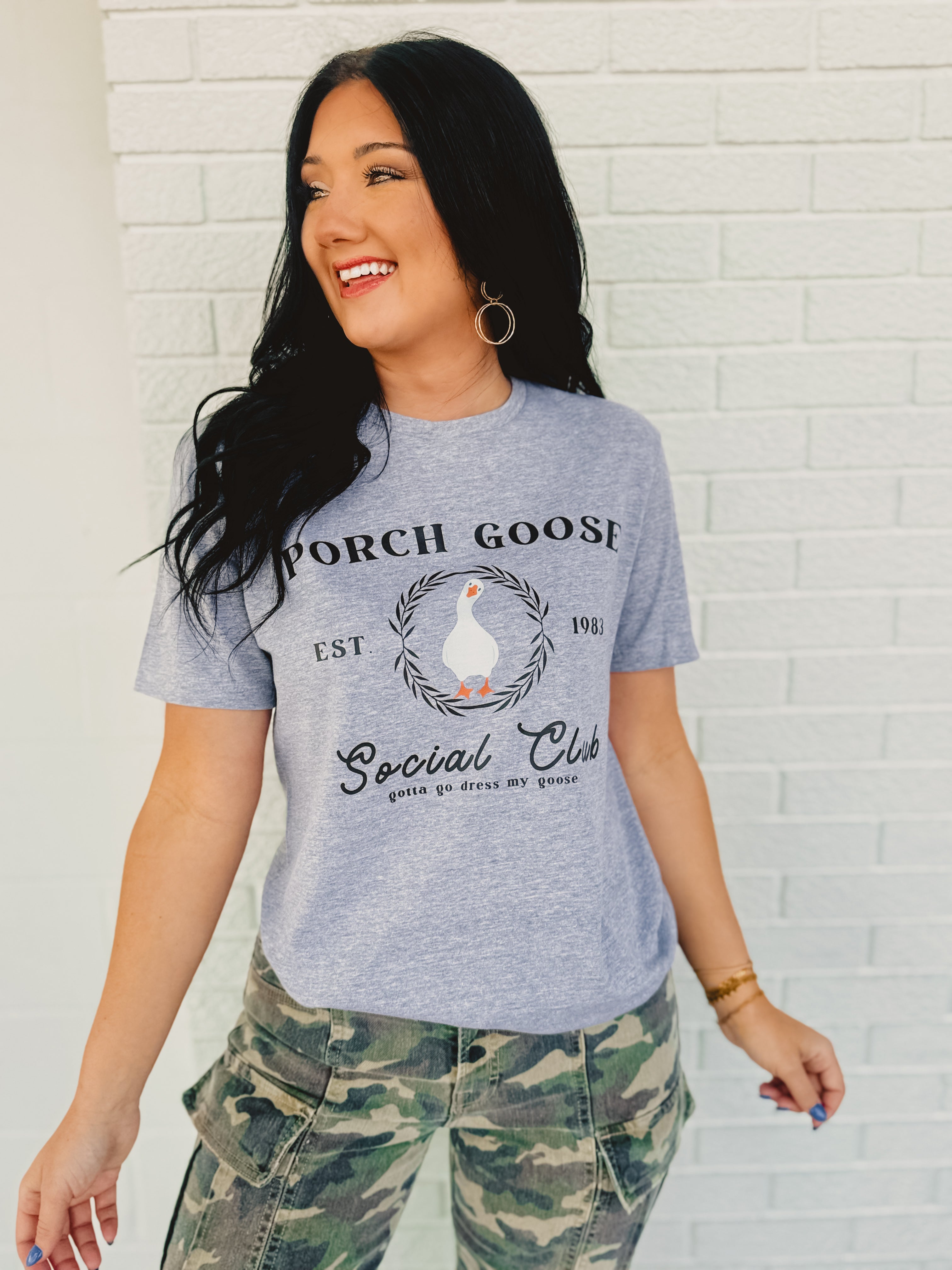 Porch Goose Club Tee - Grey - Lace and Grace Boutique