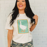 Goose Stamp Graphic Tee - Oatmeal - Lace and Grace Boutique