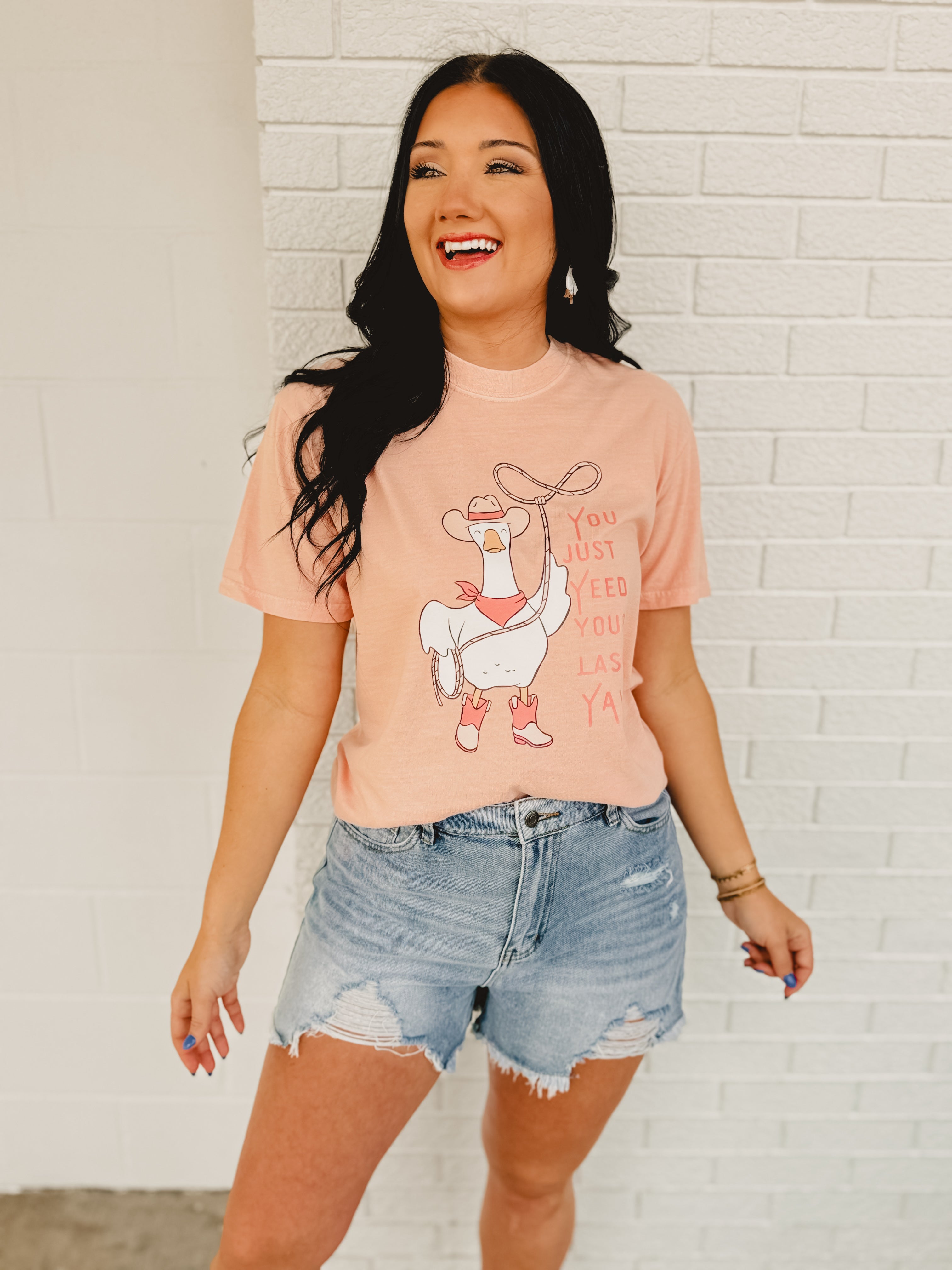 You Just Yeed Your Last Yaw Goose Tee - Peachy - Lace and Grace Boutique