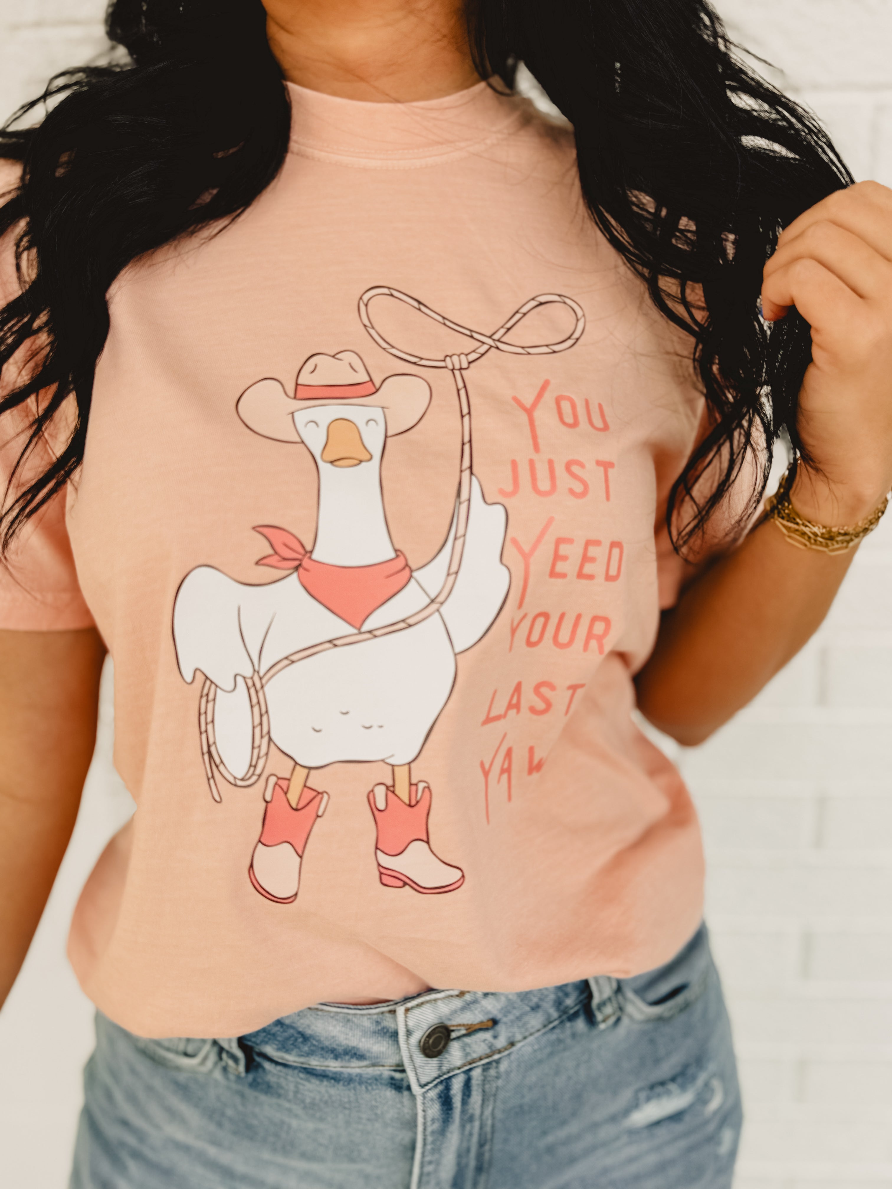 You Just Yeed Your Last Yaw Goose Tee - Peachy - Lace and Grace Boutique