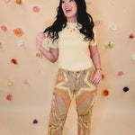 Oli & Hali Washed Star Patchwork Pants - Sage - Lace and Grace Boutique