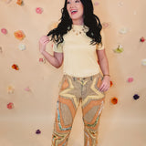 Oli & Hali Washed Star Patchwork Pants - Sage - Lace and Grace Boutique