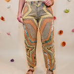 Oli & Hali Washed Star Patchwork Pants - Sage - Lace and Grace Boutique