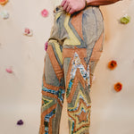 Oli & Hali Washed Star Patchwork Pants - Sage - Lace and Grace Boutique