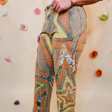 Oli & Hali Washed Star Patchwork Pants - Sage - Lace and Grace Boutique