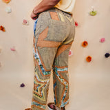 Oli & Hali Washed Star Patchwork Pants - Sage - Lace and Grace Boutique