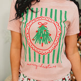 Merry Christmas Mineral Washed Graphic Tee - Light Pink