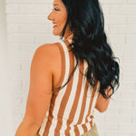 Striped Sweater Tank Top - Chocolate/Taupe - Lace and Grace Boutique