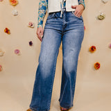 Annie Comfort Stretch High Rise Wide Leg Jeans - Lt Denim - Lace and Grace Boutique