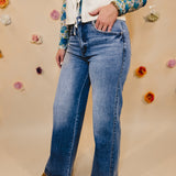 Annie Comfort Stretch High Rise Wide Leg Jeans - Lt Denim - Lace and Grace Boutique