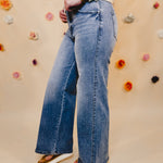 Annie Comfort Stretch High Rise Wide Leg Jeans - Lt Denim - Lace and Grace Boutique