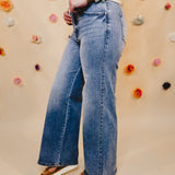 Annie Comfort Stretch High Rise Wide Leg Jeans - Lt Denim - Lace and Grace Boutique