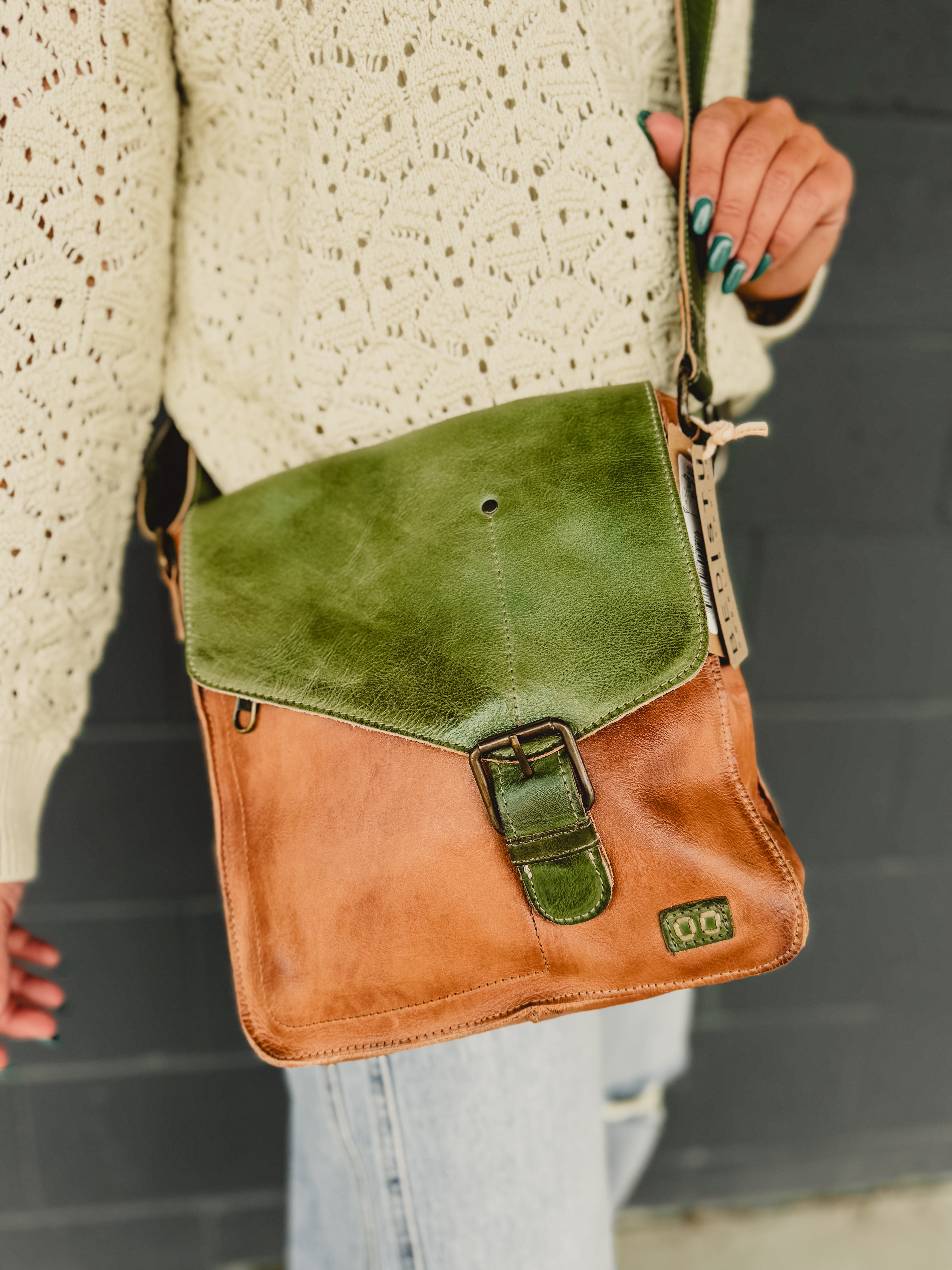 Bedstu Venice Beach Crossbody Bag Tan Forest Rustic Lace and